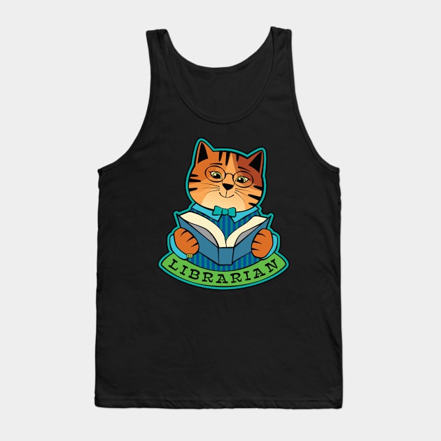 Librarian Cat Tank Top by Sue Cervenka